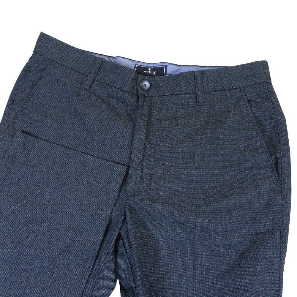 Parx Mens Chino Pants 32 x 29 Slim Fit Navy Blue Cotton Polyester Flat Front